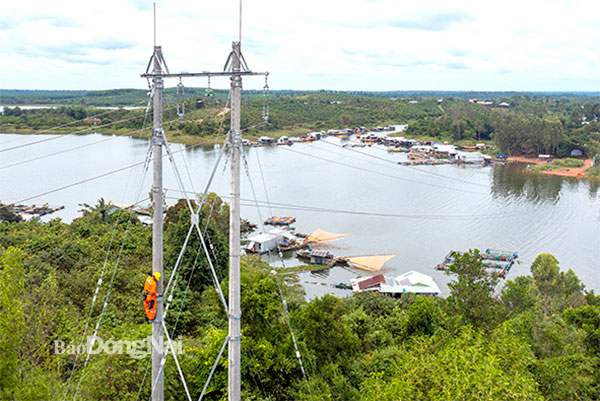 Lưới điện trung, hạ thế vượt sông qua ấp 3, 4, xã Mã Đà (H.Vĩnh Cửu) cung cấp điện lưới quốc gia phục vụ hơn 700 hộ dân với khoảng 3,5 ngàn nhân khẩu