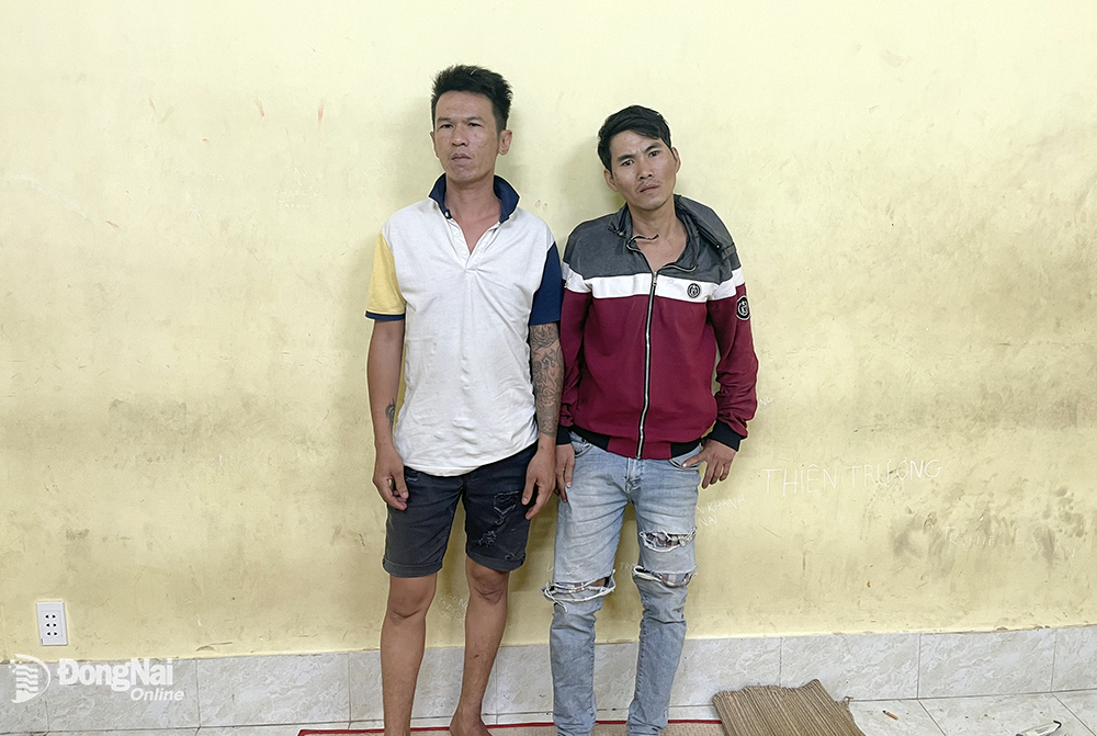 Lê Ngọc Long và Phạm Trung Hiếu bị công an bắt giữ sau khi thực hiện vụ trộm (ảnh công an cung cấp)
