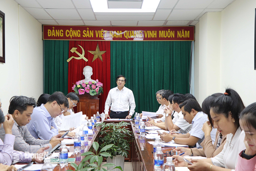 Phó chủ tịch UBND tỉnh Nguyễn Sơn Hùng phát biểu tại buổi làm việc. Ảnh: N.Liên