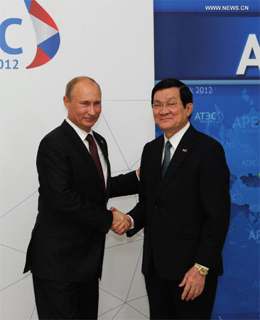 Chủ tịch nước Trương Tấn Sang và Tổng thống Nga Vladimir Putin.