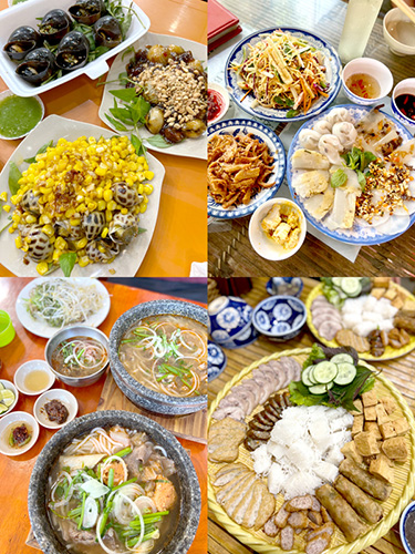 Các món ăn đường phố hấp dẫn được bày bán đa dạng trên đường phố Việt Nam như: ốc, bún bò, bún đậu mắm tôm, mì xào, bánh bèo, bánh bột lọc…Ảnh: H.Lê