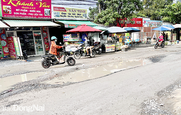 Đường Nguyễn Thái Học với chiều dài hơn 1,3km nối KP.4A và KP.4B của P.Trảng Dài bị hư hỏng nặng nhiều năm nhưng chưa được khắc phục